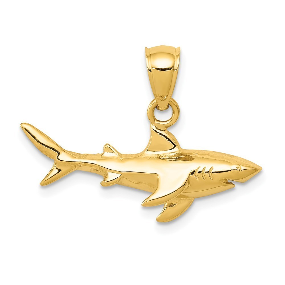 14k Yellow Gold Fine Jewelry Authentic Shark Necklace Charm Pendant